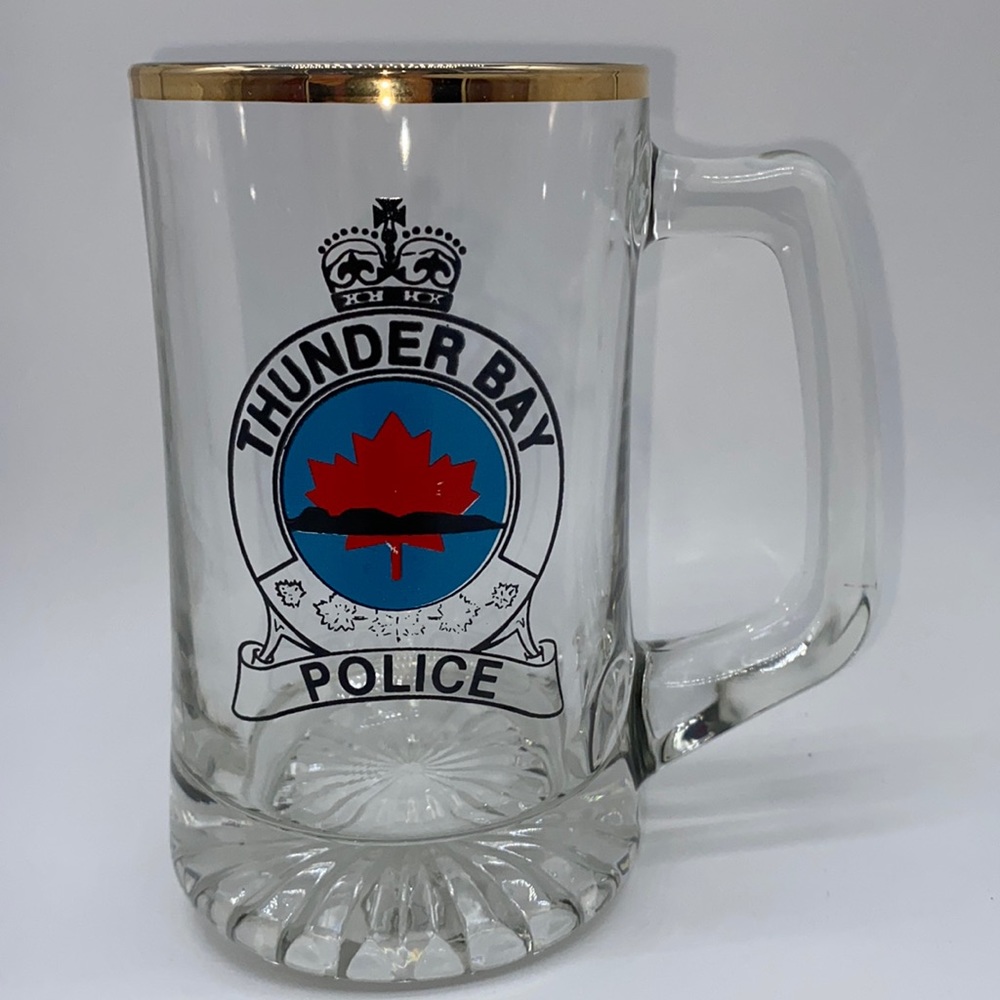 Thunder Bay Police Glass Beer Cold Drink Mug Ontario Canada Law Enforcement